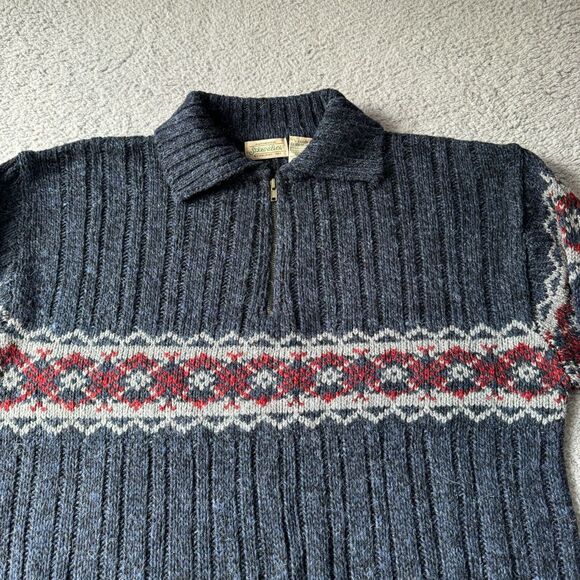 NEW Vintage St. John's Bay Sweater Mens Extra Large Gray 1/4 Zip Wool Blend‎
